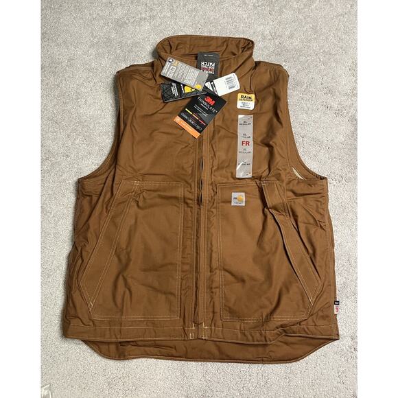 Carhartt Flame Resistant FR Rain Defender Insulated Vest Brown Mens XL - Picture 1 of 8